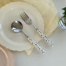 Stainless Steel Spoon Gravel Pattern Ceramic Handle Tableware